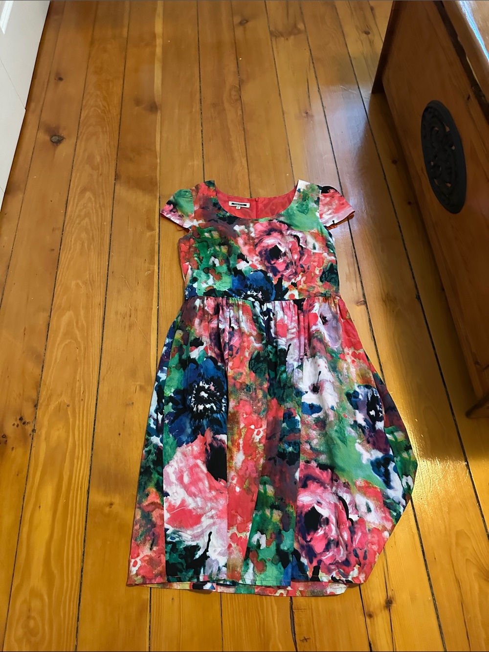 Serra Girls' Watercolor Floral Dress in Pink, Green, Blue